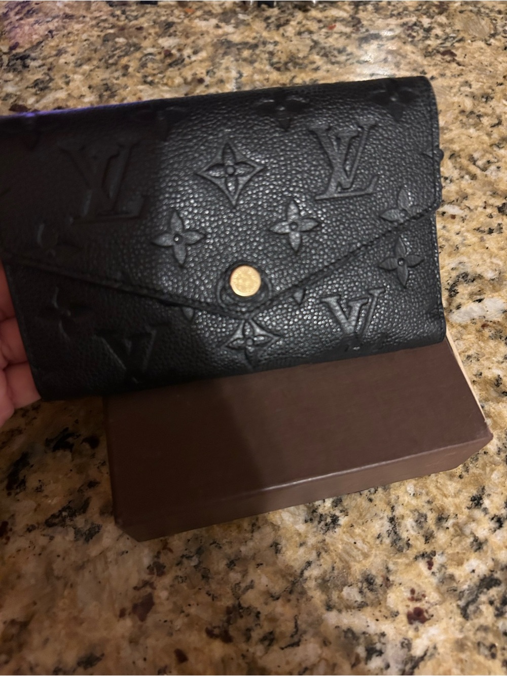 Louis Vuitton Black Embossed Monogram Snap Wallet